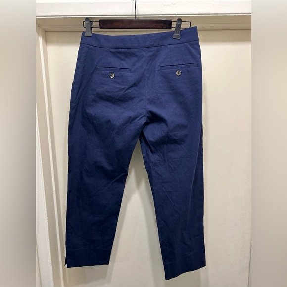 Theory Women's Blue Wide Leg Cropped Crop Stretch Pants Size 4 Cotton Lycra - Picture 7 of 9